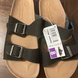 Sketchers Luxe Foam Granola Footbed Sandals women’s Size 8 Black NWT